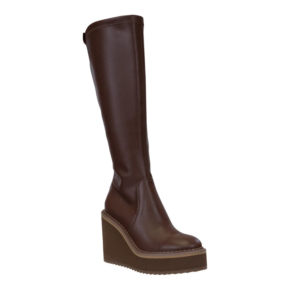 NIB NakedFeet Apex Wedge Knee High Boots in Cacao size 8